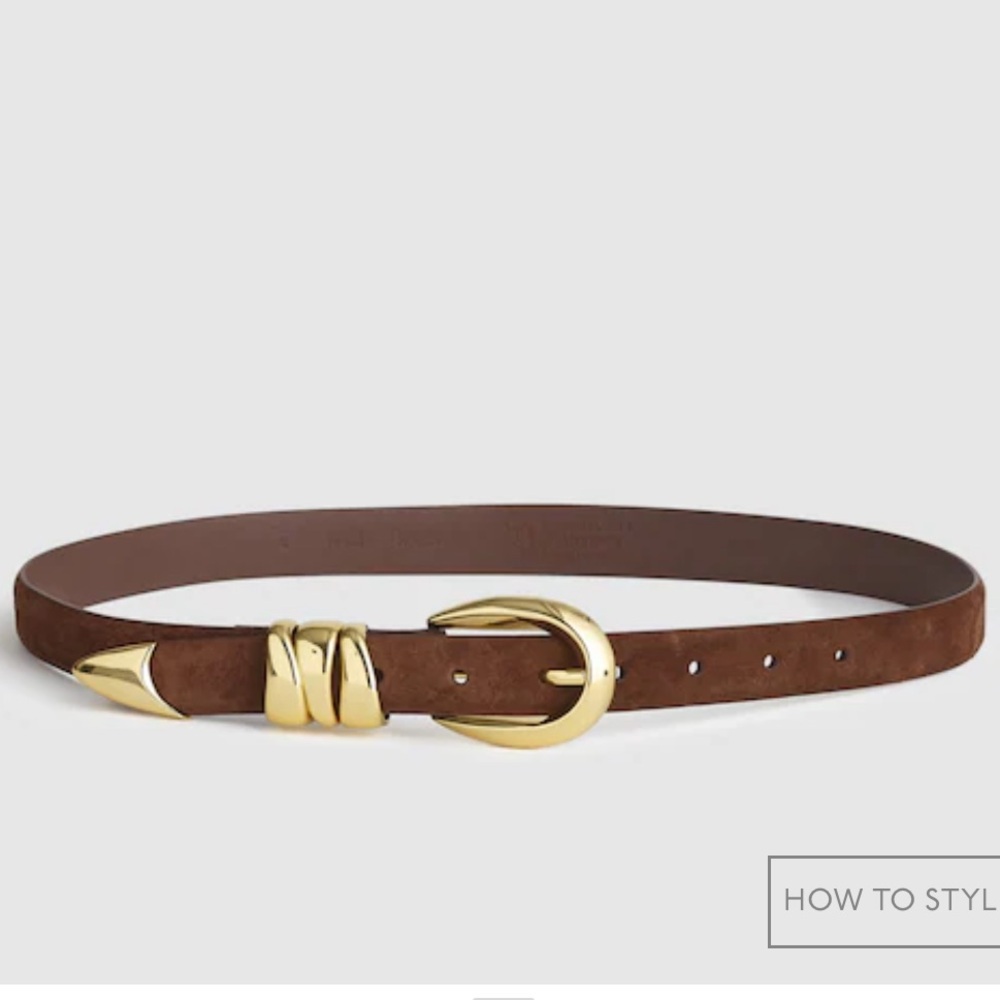 Madewell Triple Metal Keeper belt in mahogany suede XS